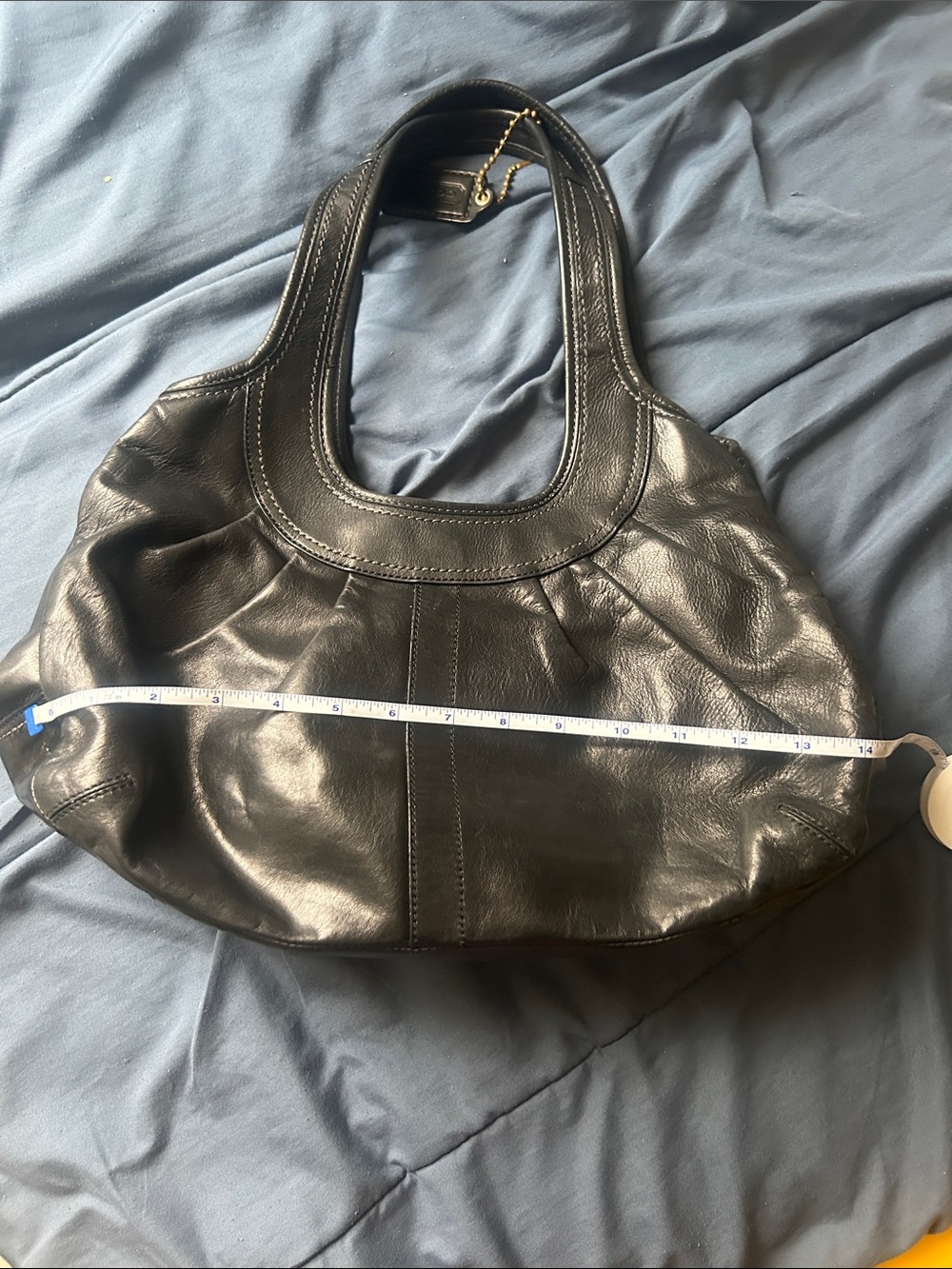Coach Black Leather Shoulder Bag with Gold Accent - Picture 4 of 14